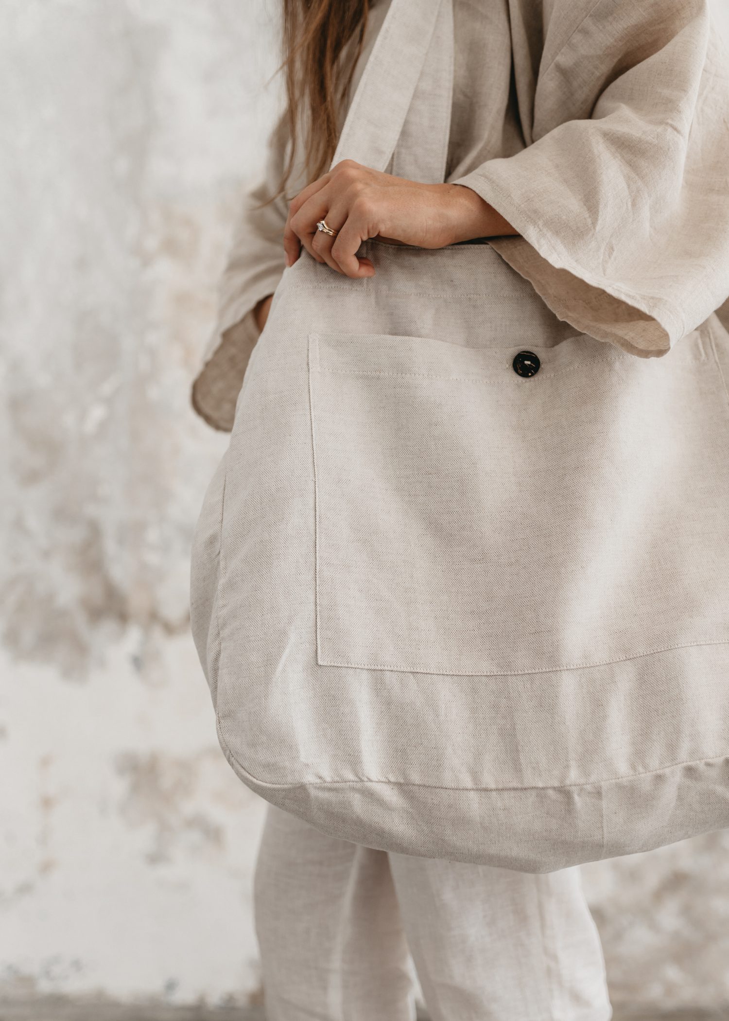 Nowhere & Everywhere Linen Tote Bag Recovered Recycled Redirected Landfill Dead stock Zero Waste Coconut Buttons Ethical Sustainable Australia NZ UK Canada America USA